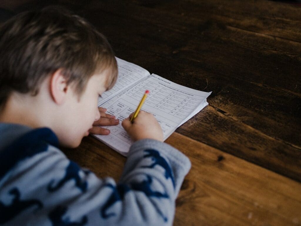 Photo writing child characters realistically
