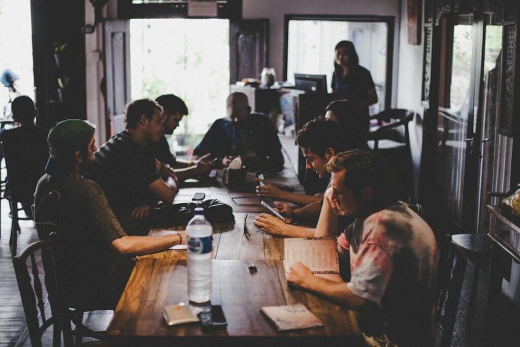 Photo writing group meeting